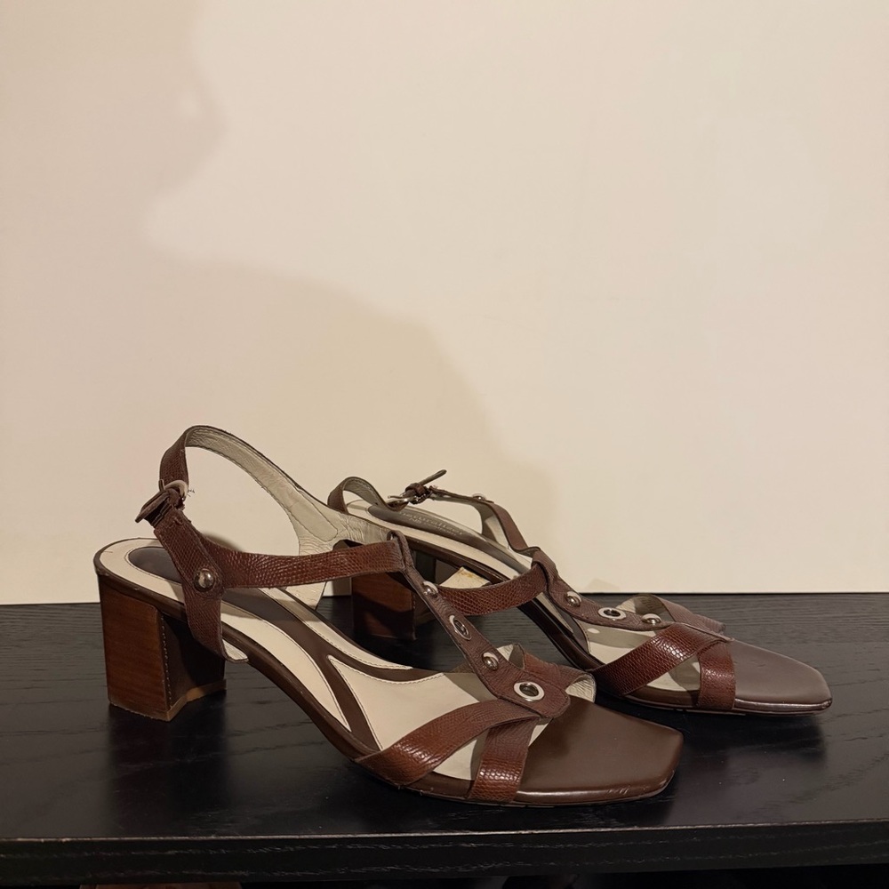 Naturalizer Brown Strappy Block Heel Sandals